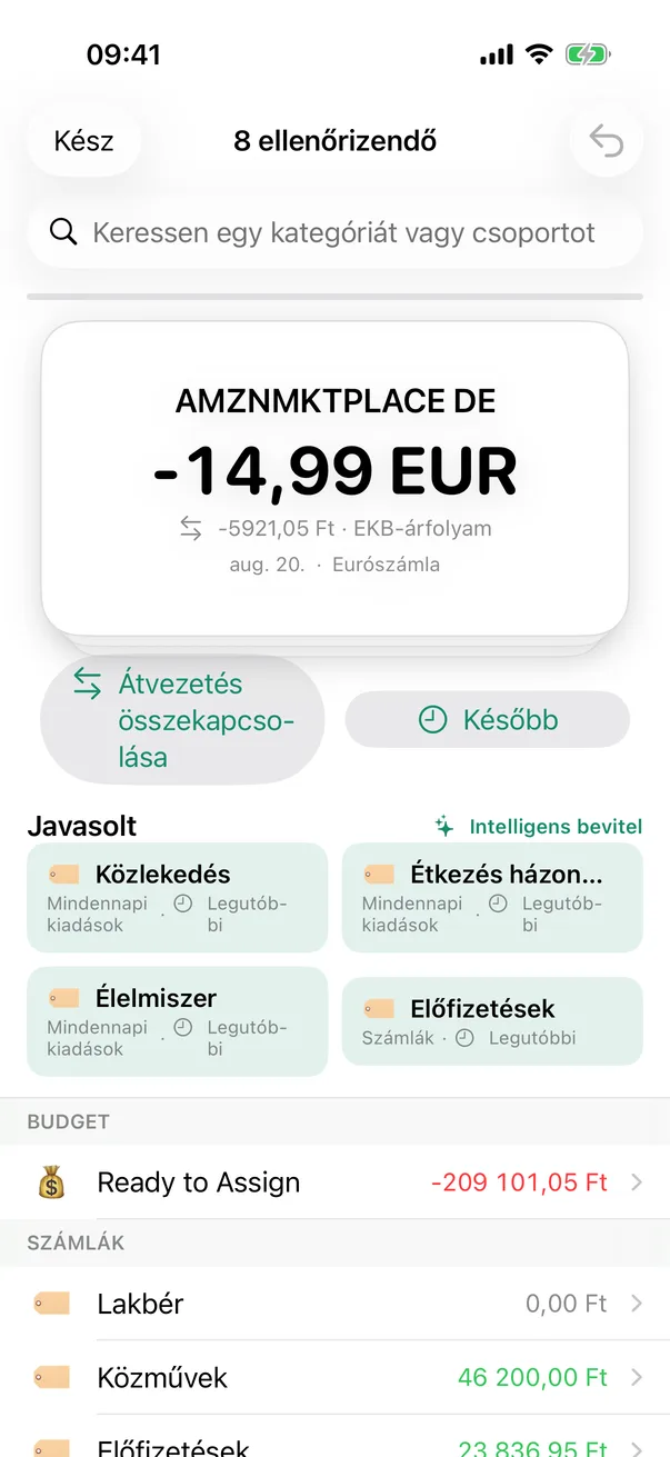 A Pigget gyors tranzakció-ellenőrző képernyője